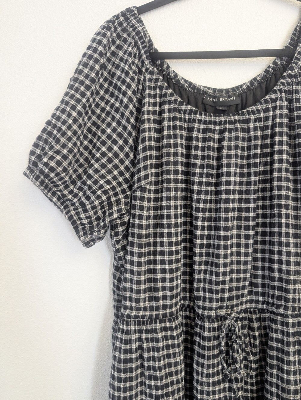 Lane Bryant Perfect Sleeve Tiered Midi Dress Black White Gingham Size 22 - Picture 6 of 10